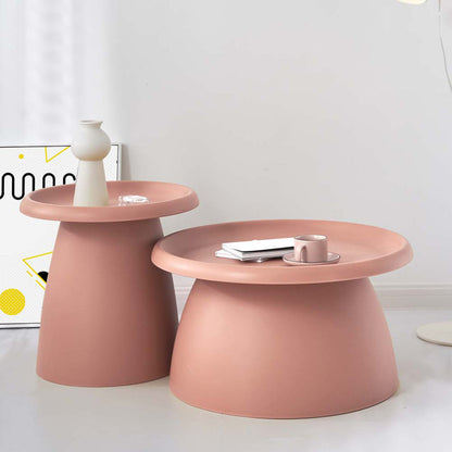 Artiss Coffee Table Round 71CM Plastic Pink-Furniture &gt; Living Room-PEROZ Accessories