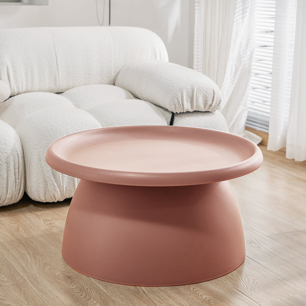 Artiss Coffee Table Round 71CM Plastic Pink-Furniture &gt; Living Room-PEROZ Accessories