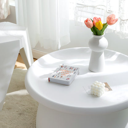 Artiss Coffee Table Round 71CM Plastic White-Furniture &gt; Living Room-PEROZ Accessories