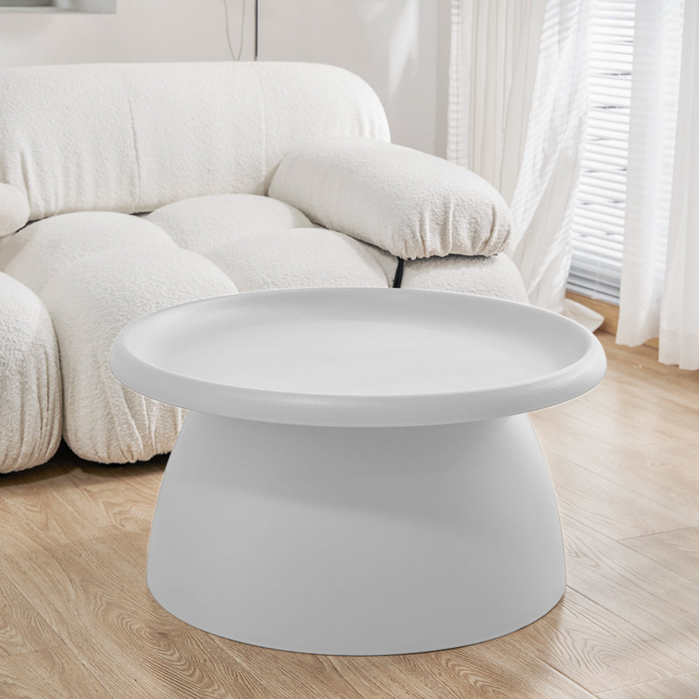 Artiss Coffee Table Round 71CM Plastic White-Furniture &gt; Living Room-PEROZ Accessories