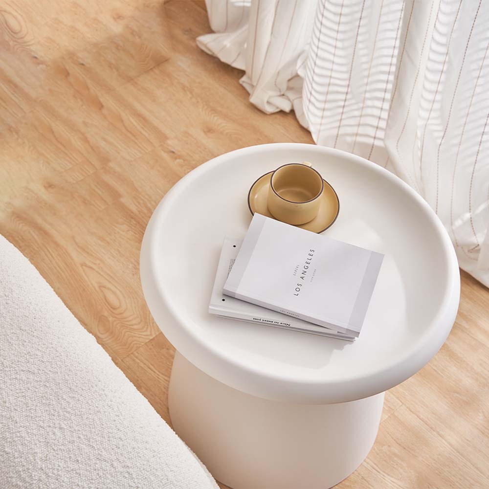 Artiss Coffee Table Round 52CM Plastic White-Furniture &gt; Living Room-PEROZ Accessories