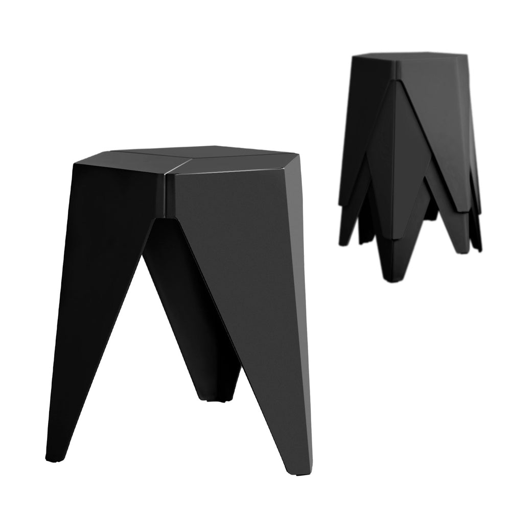 Artiss 4PC Puzzle Stool Plastic Bar Stools Stackable Black-Furniture &gt; Bar Stools &amp; Chairs &gt; Table &amp; Bar Stools-PEROZ Accessories