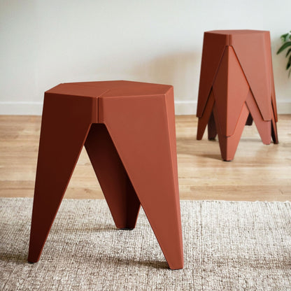 Artiss 4PC Puzzle Stool Bar Stools Stackable Red-Furniture &gt; Bar Stools &amp; Chairs &gt; Table &amp; Bar Stools-PEROZ Accessories