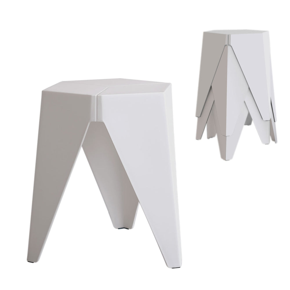 Artiss 4PC Puzzle Stool Bar Stools Stackable White-Furniture &gt; Bar Stools &amp; Chairs &gt; Table &amp; Bar Stools-PEROZ Accessories