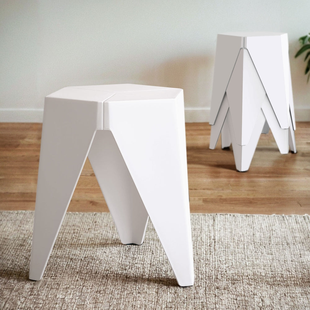 Artiss 4PC Puzzle Stool Bar Stools Stackable White-Furniture &gt; Bar Stools &amp; Chairs &gt; Table &amp; Bar Stools-PEROZ Accessories