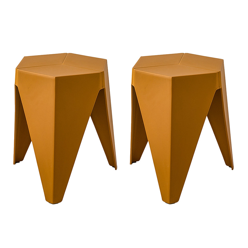 Artiss 2x Bar Stools Kitchen Dining Chairs Plastic Puzzle Foot Stool Yellow-Bar Stools-PEROZ Accessories
