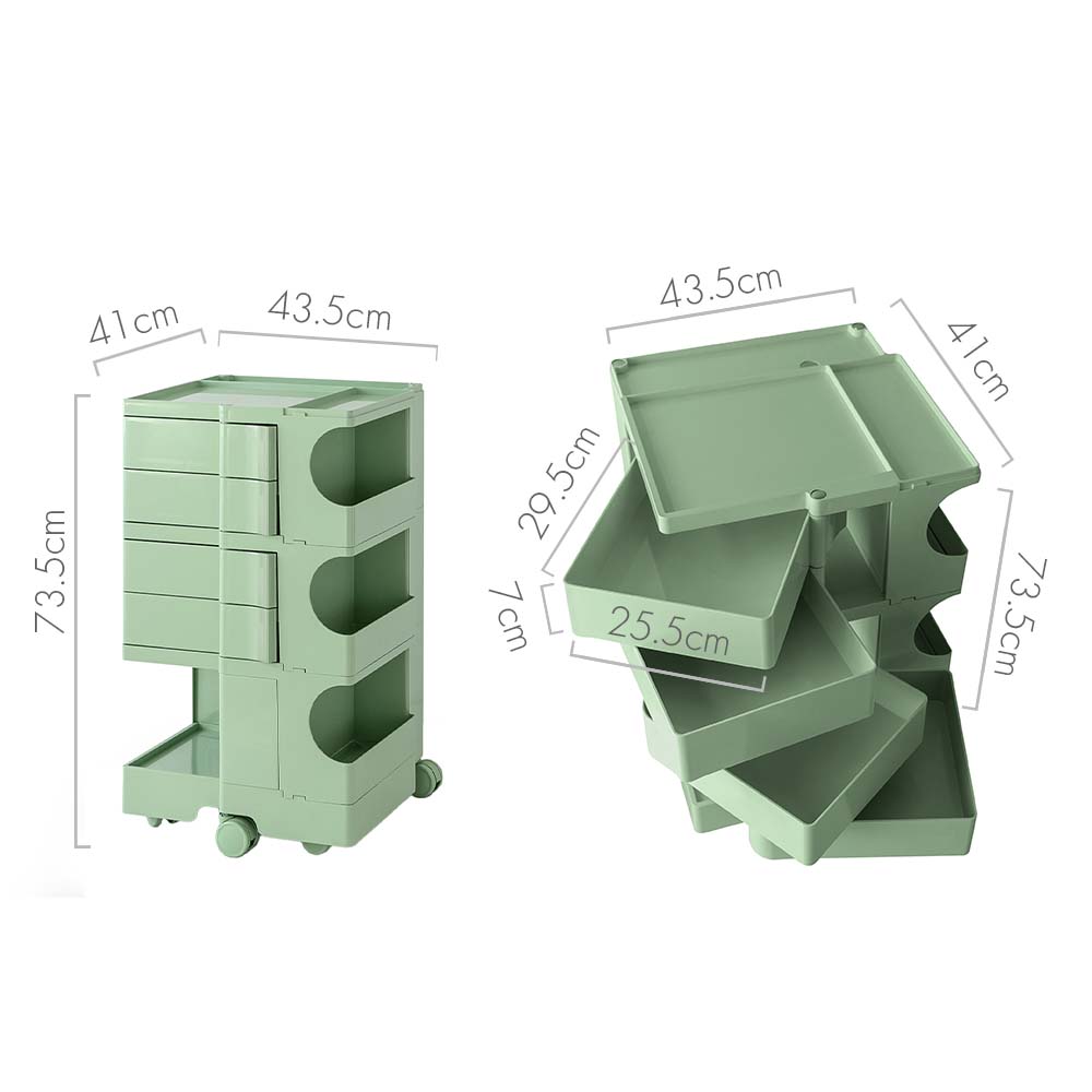 ArtissIn Storage Trolley Bedside Table 5 Tier Cart Boby Replica Green-Bedside Tables-PEROZ Accessories