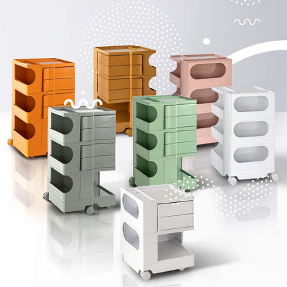 ArtissIn Storage Trolley Bedside Table 5 Tier Cart Boby Replica Orange-Bedside Tables-PEROZ Accessories