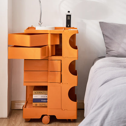 ArtissIn Storage Trolley Bedside Table 5 Tier Cart Boby Replica Orange-Bedside Tables-PEROZ Accessories