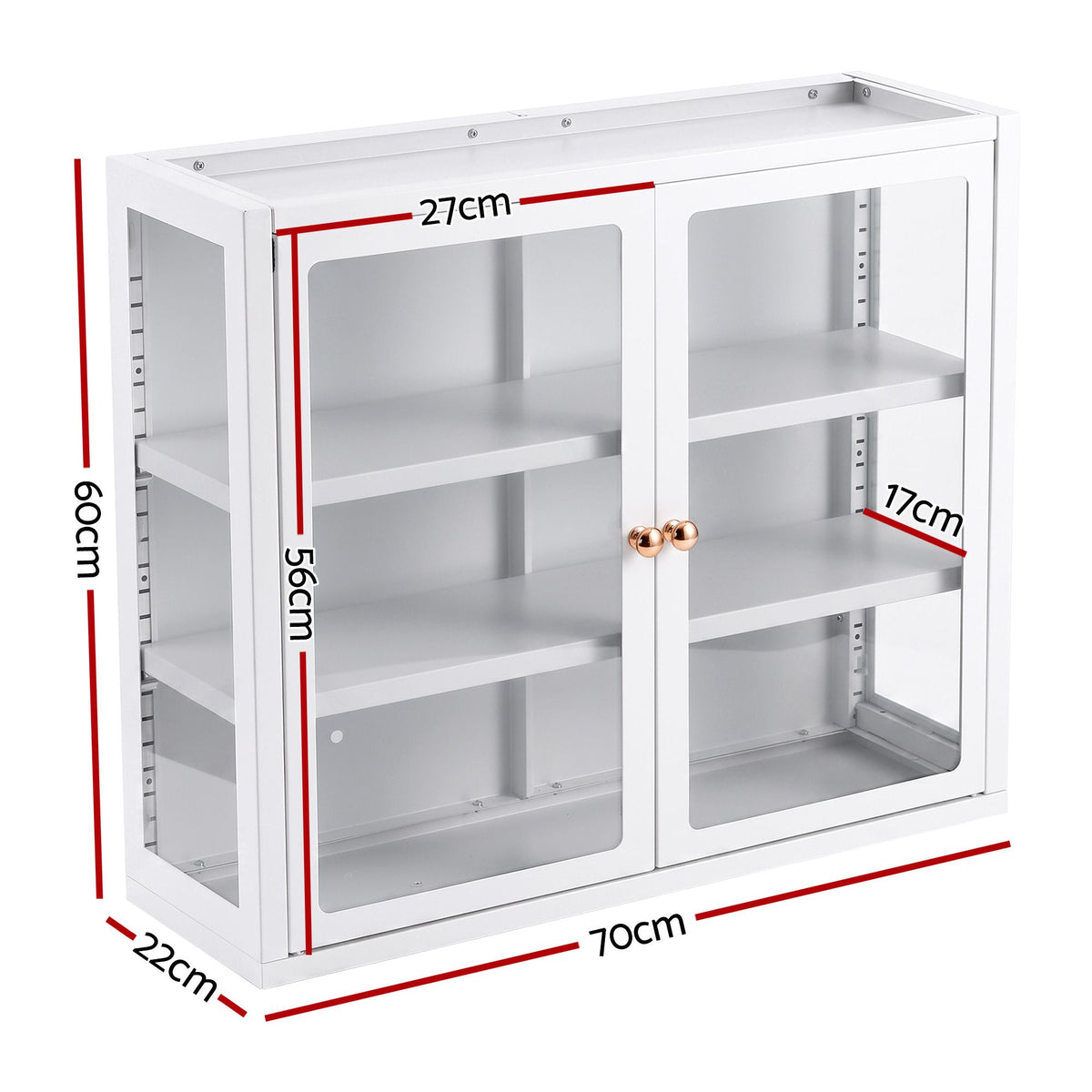 Artiss Buffet Cabinet Sideboard Wall Mounted Clear Display Storage 60cm White-Furniture > Dining > Buffets &amp; Sideboards-PEROZ Accessories