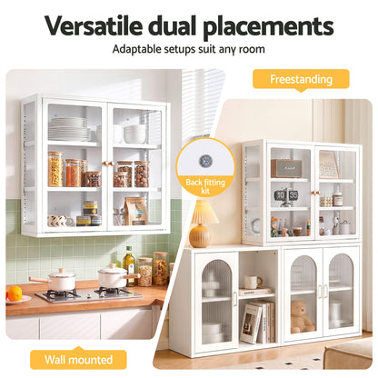 Artiss Buffet Cabinet Sideboard Wall Mounted Clear Display Storage 60cm White-Furniture > Dining > Buffets &amp; Sideboards-PEROZ Accessories