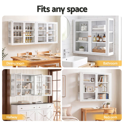 Artiss Buffet Cabinet Sideboard Wall Mounted Clear Display Storage 60cm White-Furniture > Dining > Buffets &amp; Sideboards-PEROZ Accessories