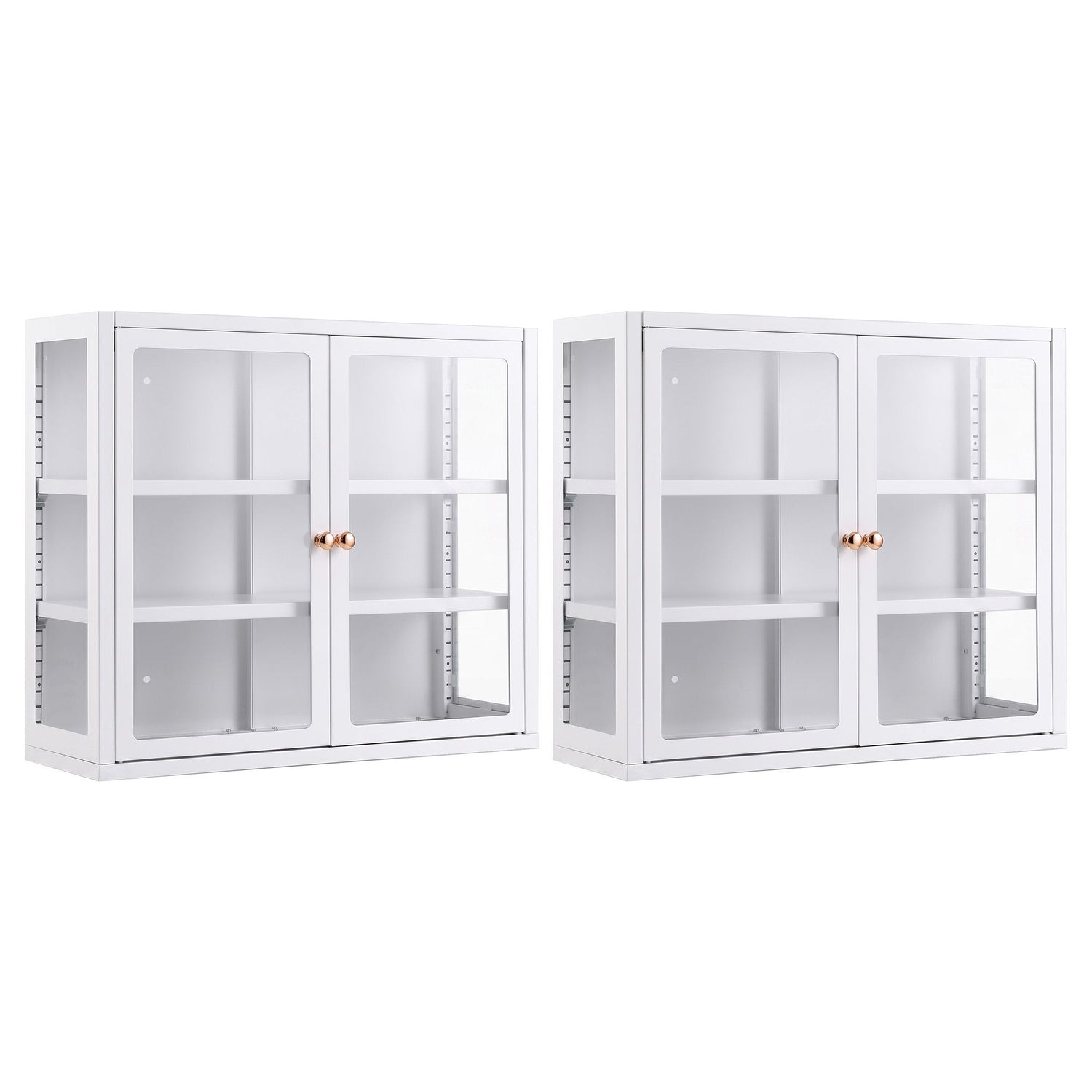 Artiss Buffet Cabinet Sideboard X2 Wall Mounted Clear Display Storage 60cm White