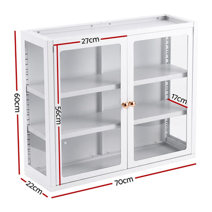 Artiss Buffet Cabinet Sideboard X2 Wall Mounted Clear Display Storage 60cm White