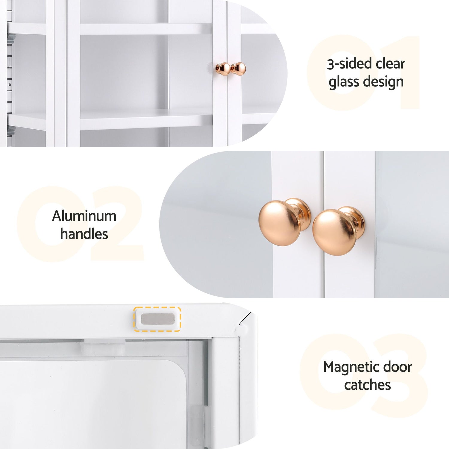 Artiss Buffet Cabinet Sideboard X2 Wall Mounted Clear Display Storage 60cm White