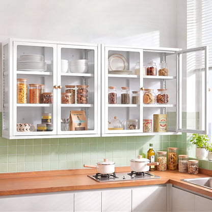 Artiss Buffet Cabinet Sideboard X2 Wall Mounted Clear Display Storage 60cm White