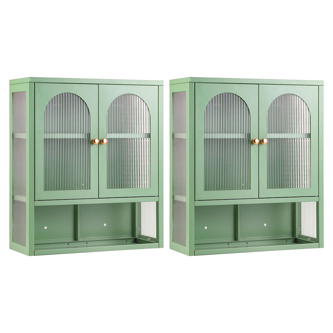 Artiss Buffet Cabinet Sideboards X2 Wall Mounted Fluted Display Storage Green-Furniture > Dining > Buffets &amp; Sideboards-PEROZ Accessories