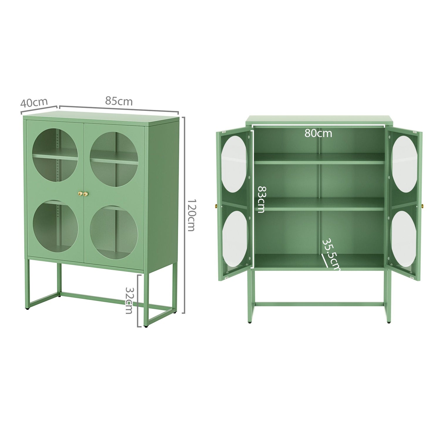 Artiss Buffet Sideboard Metal Cabinet - ELLA Green-Furniture > Living Room-PEROZ Accessories