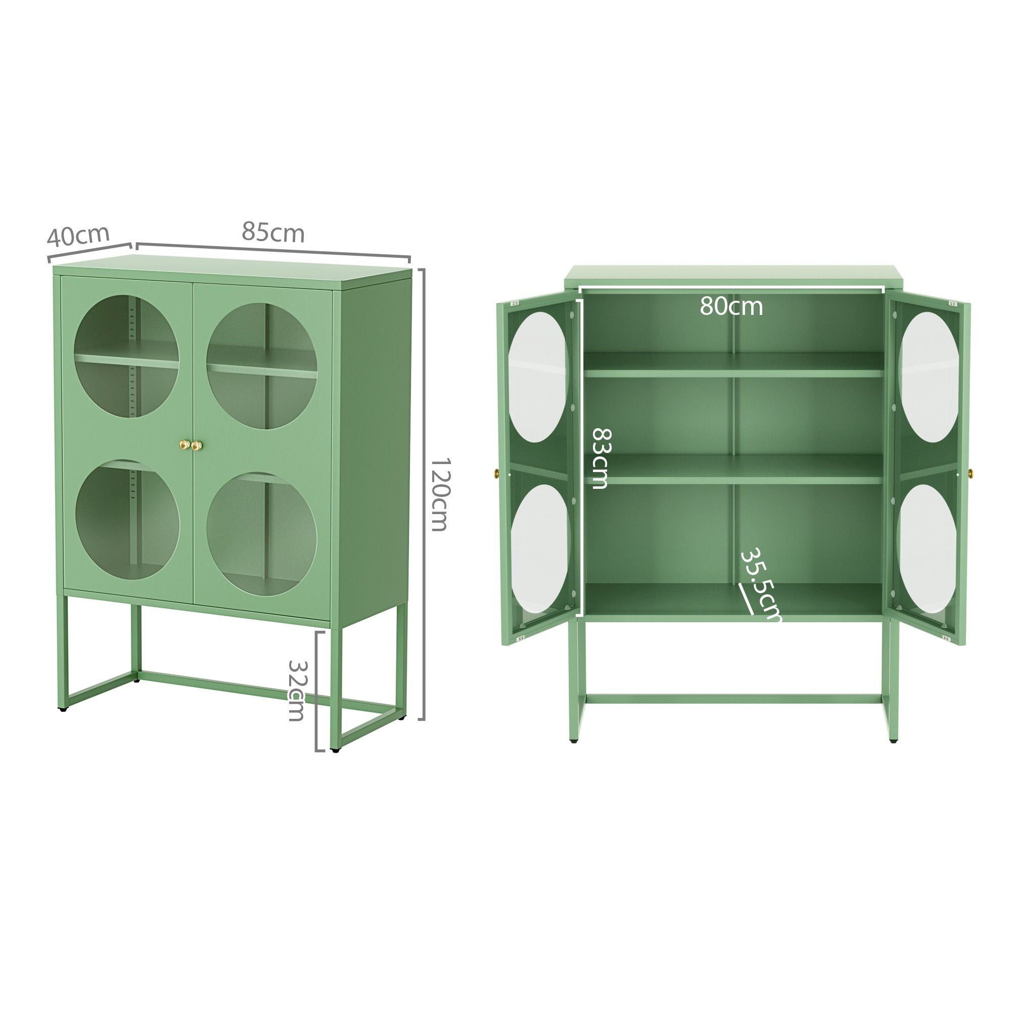 Artiss Buffet Sideboard Metal Cabinet - ELLA Green-Furniture > Living Room-PEROZ Accessories