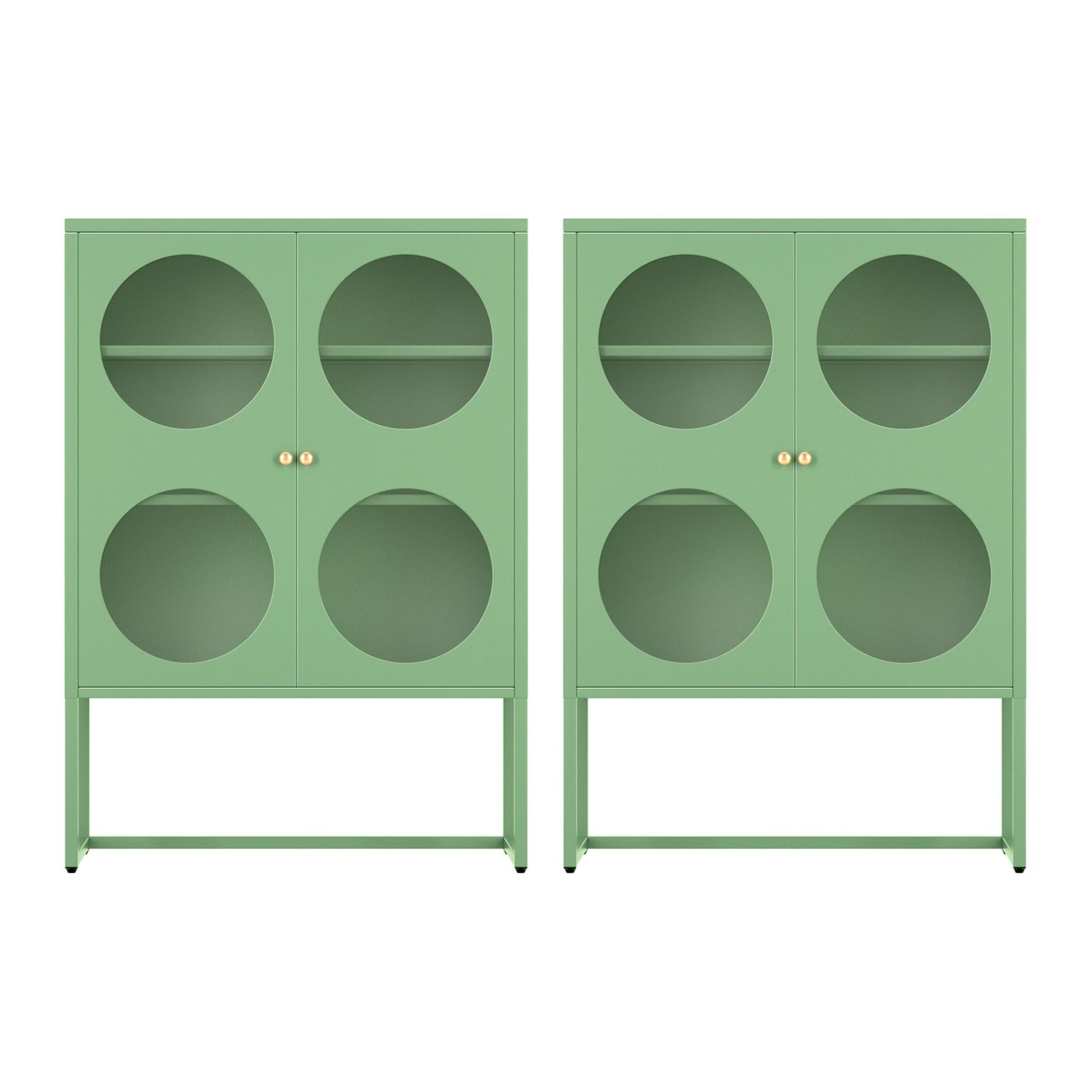 Artiss 2x Buffet Sideboard Cabinet ELLA Cupboard Storage Glass Doors Metal Green