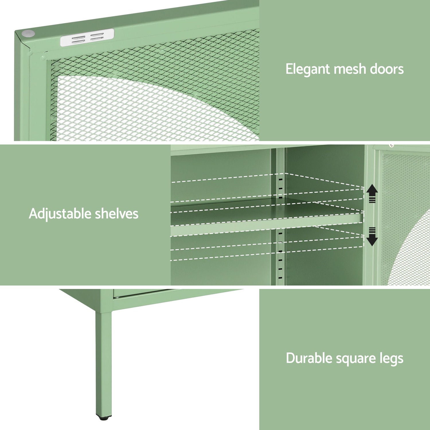 Artiss Buffet Sideboard Metal Cabinet - ELSA Green-Furniture > Dining > Buffets &amp; Sideboards-PEROZ Accessories