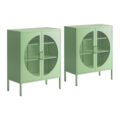 Artiss 2x Buffet Sideboard Cabinet ELSA Cupboard Storage Mesh Doors Metal Green-Furniture > Dining > Buffets &amp; Sideboards-PEROZ Accessories