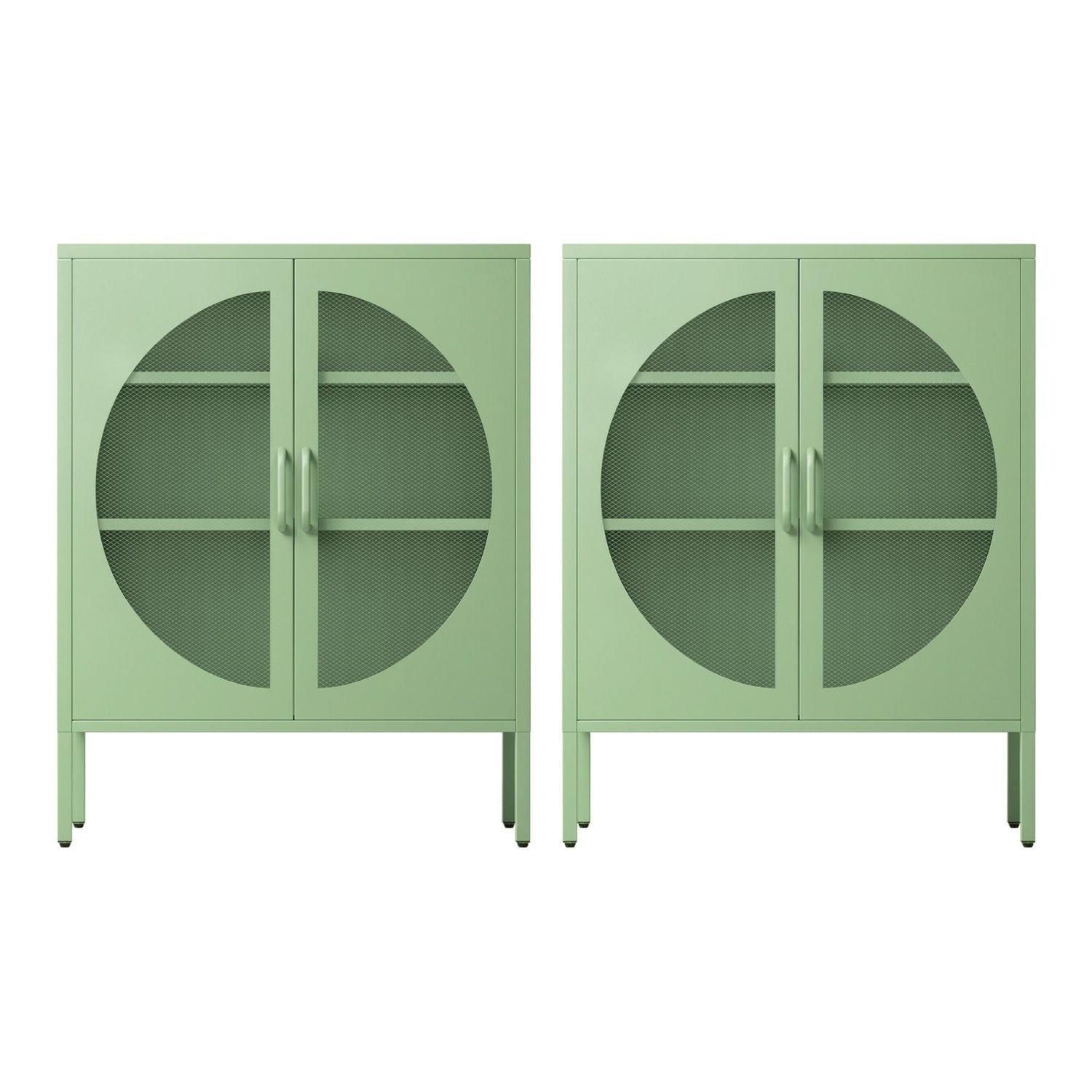Artiss 2x Buffet Sideboard Cabinet ELSA Cupboard Storage Mesh Doors Metal Green