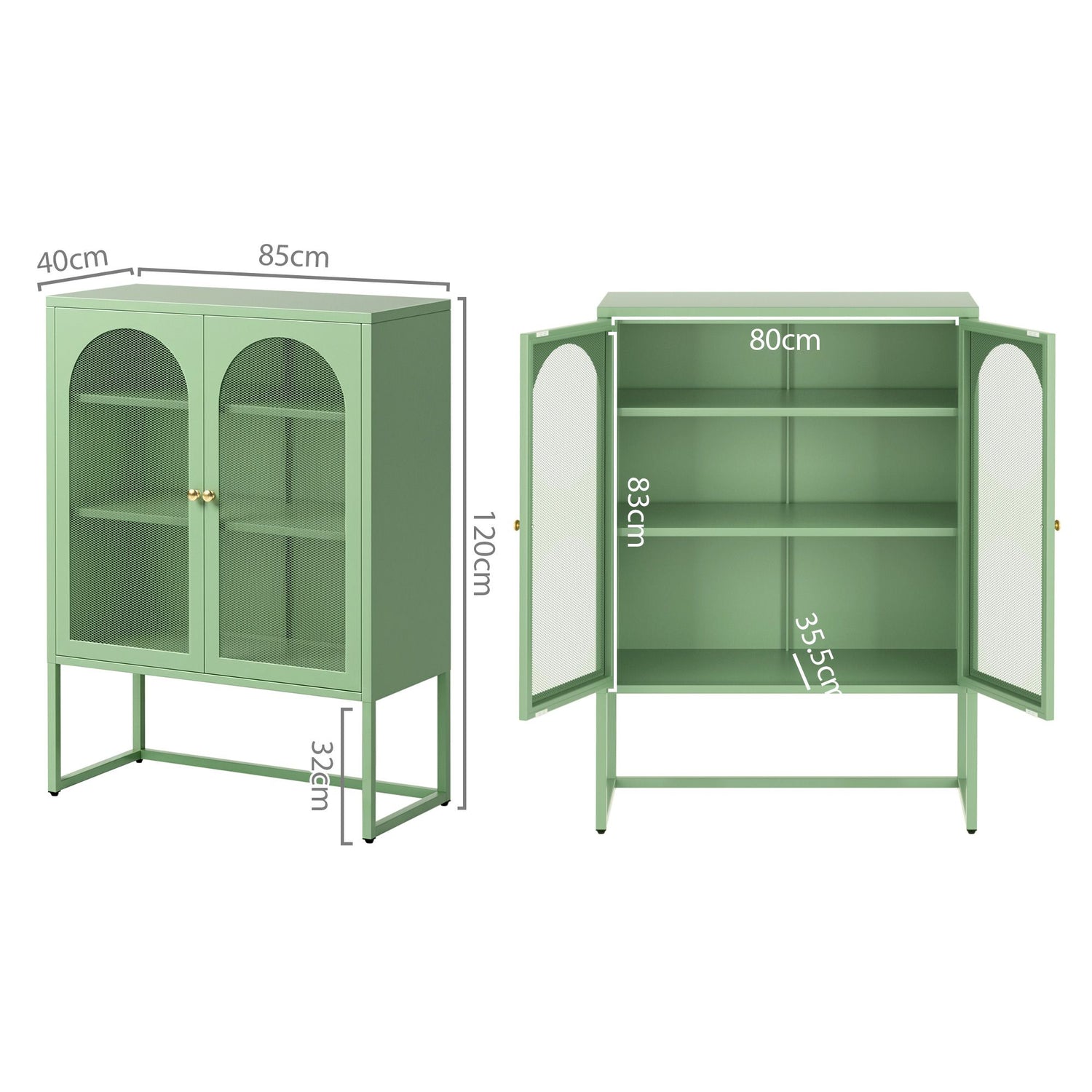 Artiss Buffet Sideboard Metal Cabinet - ELMA Green-Furniture > Living Room-PEROZ Accessories