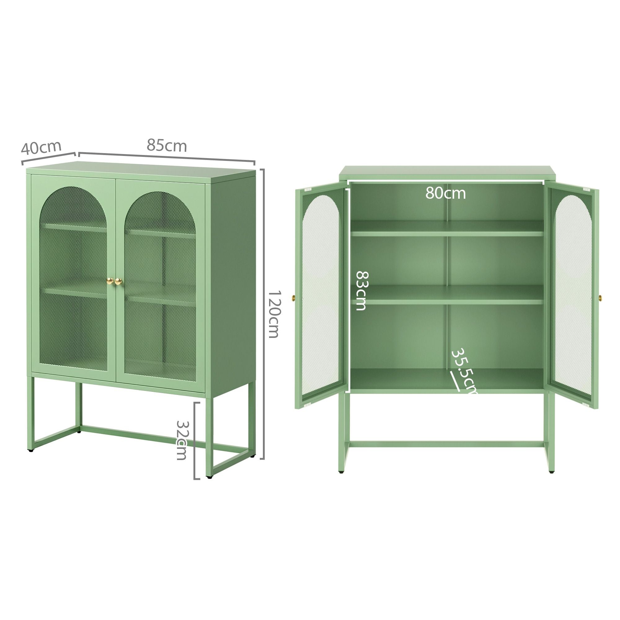 Artiss Buffet Sideboard Metal Cabinet - ELMA Green-Furniture > Living Room-PEROZ Accessories