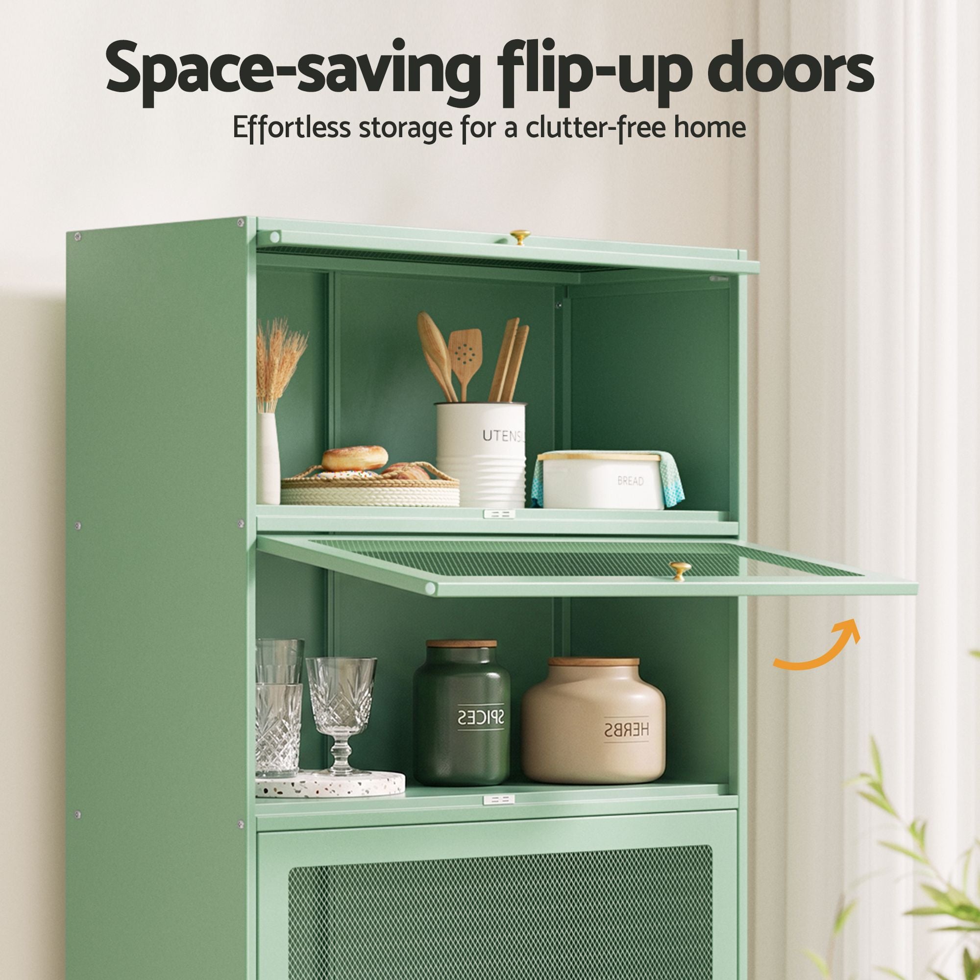 Artiss Buffet Sideboard Metal Cabinet - ELIA Green-Furniture > Living Room-PEROZ Accessories