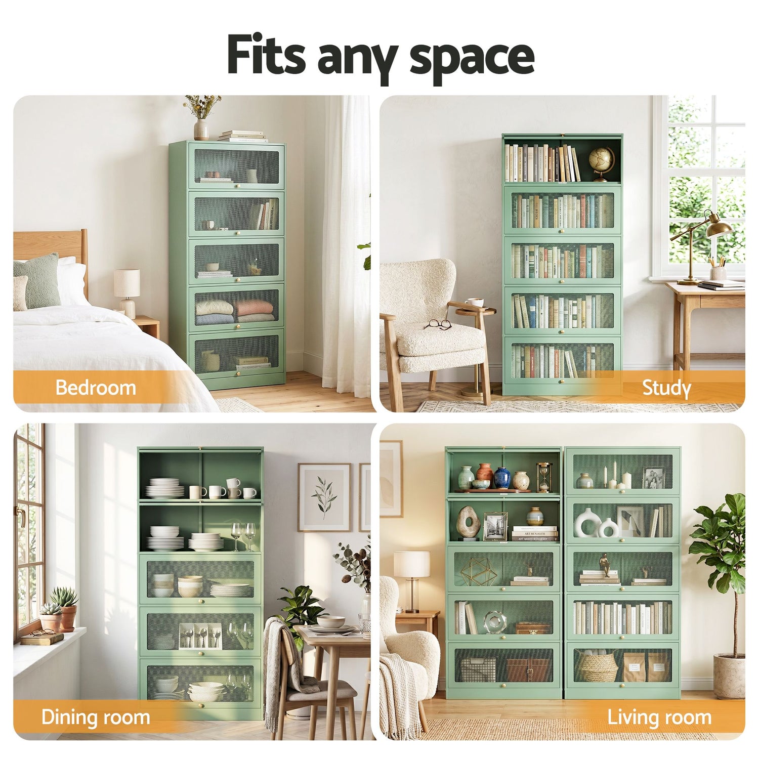 Artiss Buffet Sideboard Metal Cabinet - ELIA Green-Furniture > Living Room-PEROZ Accessories