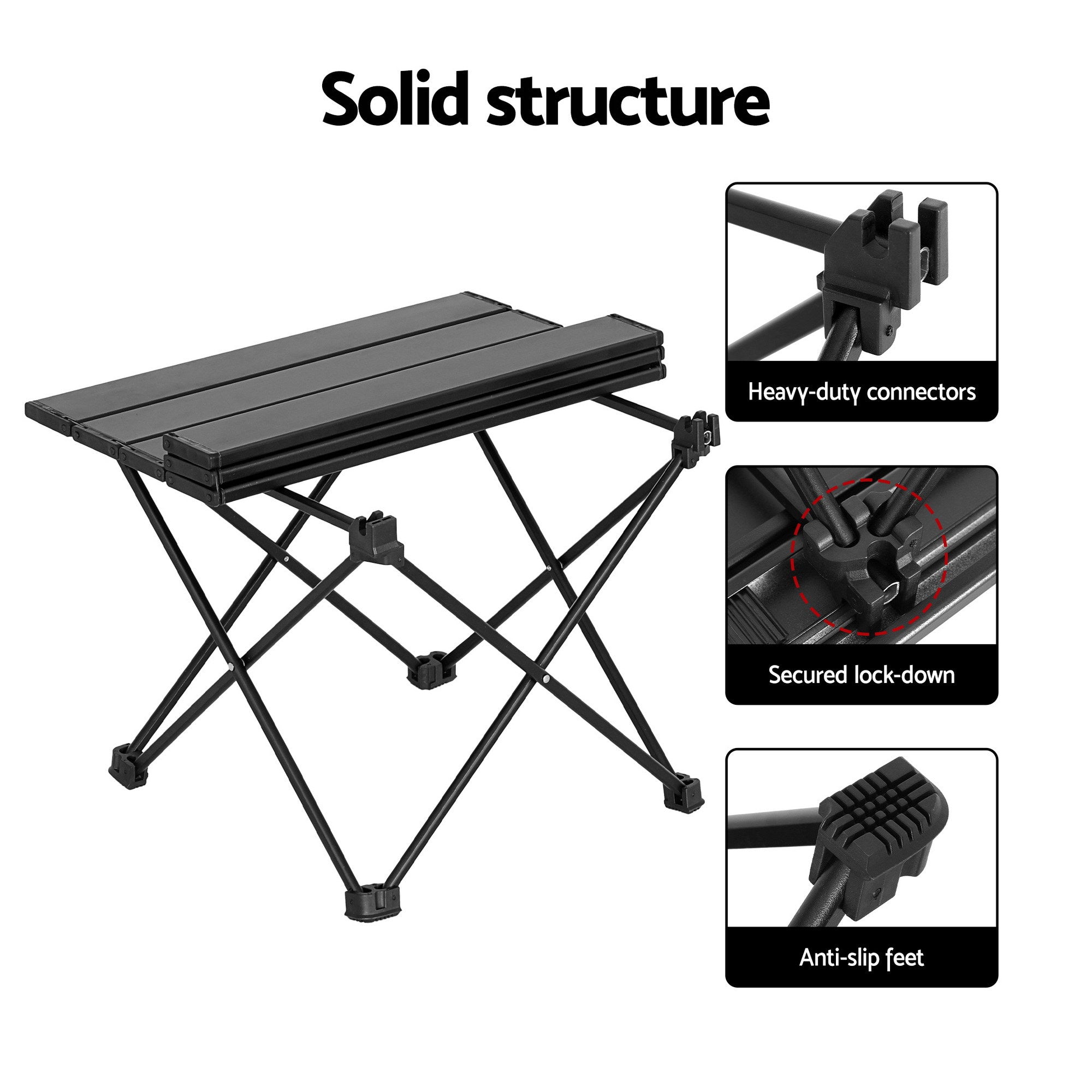Weisshorn 3pc Camping Table Chair Set Outdoor Folding Aluminium Portable Picnic-Outdoor Recreation > Camping > Camp Furniture-PEROZ Accessories
