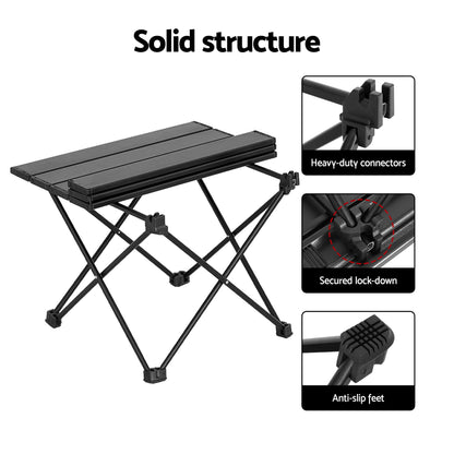 Weisshorn 3pc Camping Table Chair Set Outdoor Folding Aluminium Portable Picnic-Outdoor Recreation > Camping > Camp Furniture-PEROZ Accessories