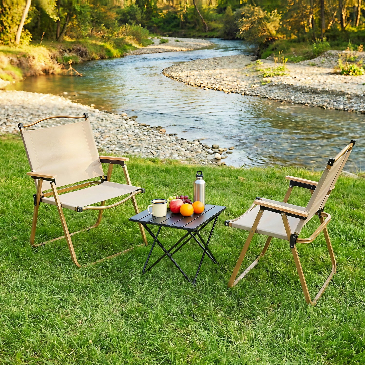Weisshorn 3pc Camping Table Chair Set Outdoor Folding Aluminium Portable Picnic-Outdoor Recreation > Camping > Camp Furniture-PEROZ Accessories