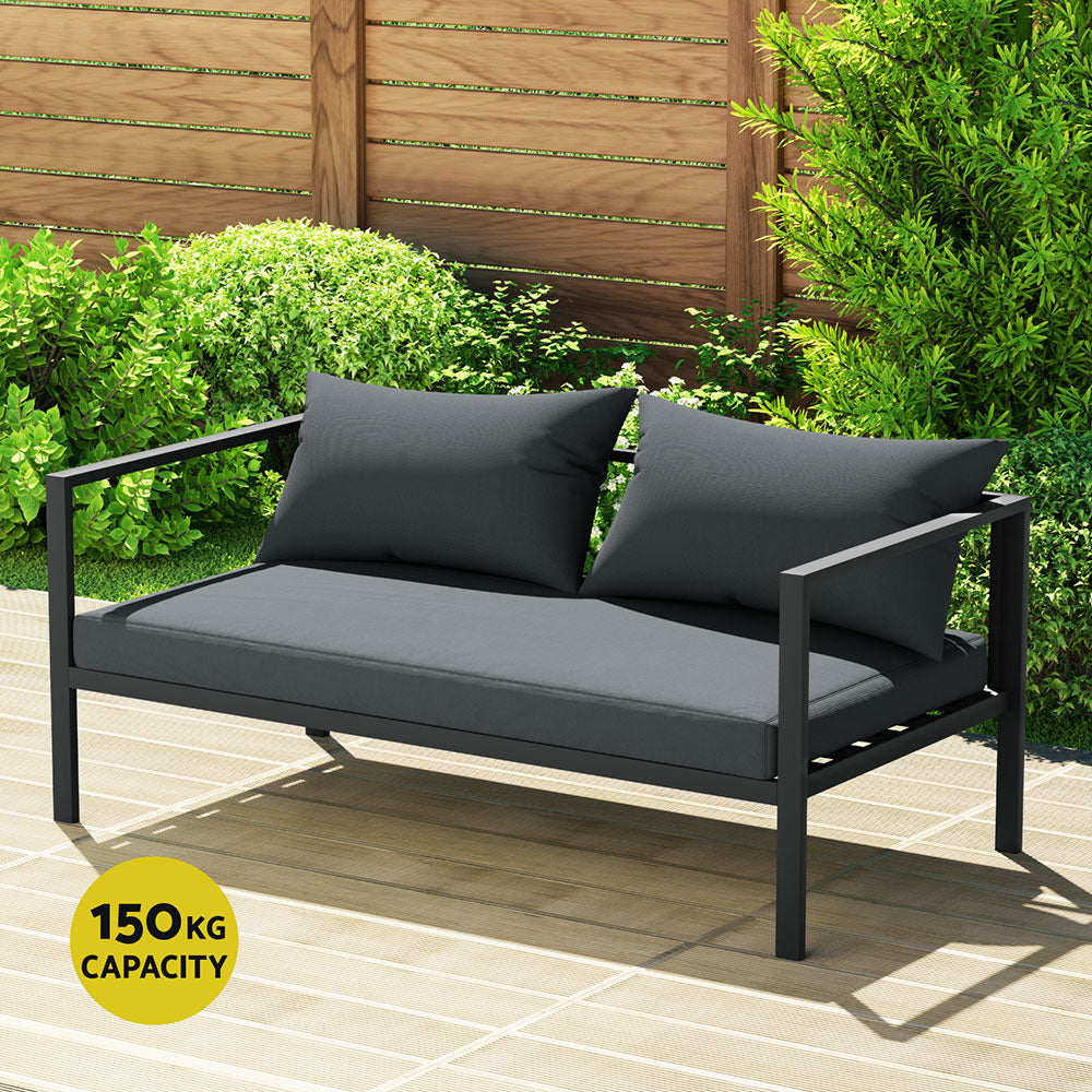 Gardeon 4 Seater Outdoor Sofa Set Aluminium Patio Furniture Setting 4PC Charcoal-Furniture &gt; Outdoor &gt; Outdoor Sofas &amp; Lounge Sets-PEROZ Accessories