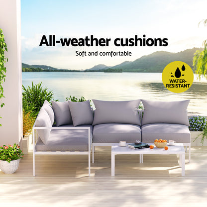 Gardeon 4 Seater Outdoor Sofa Set Aluminium Lounge Setting-Outdoor Sofa Sets-PEROZ Accessories