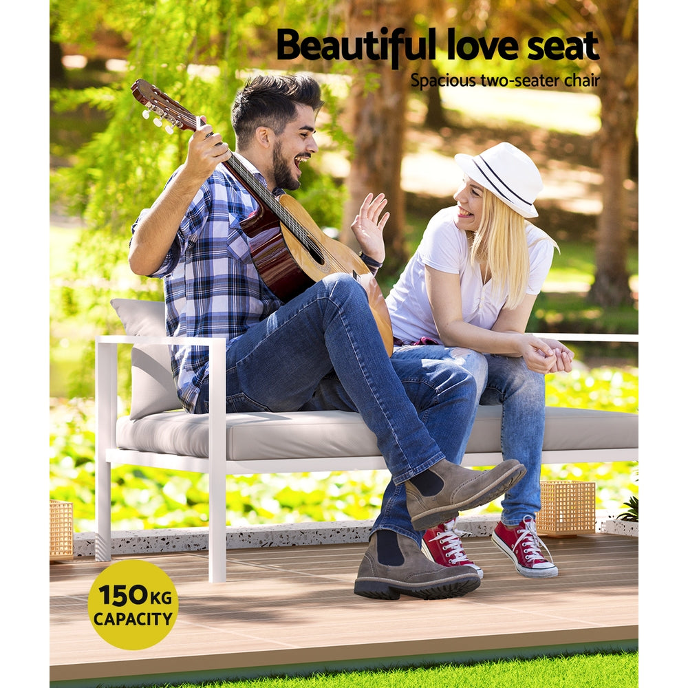 Gardeon 4 Seater Outdoor Sofa Set Aluminium Lounge Setting-Outdoor Sofa Sets-PEROZ Accessories