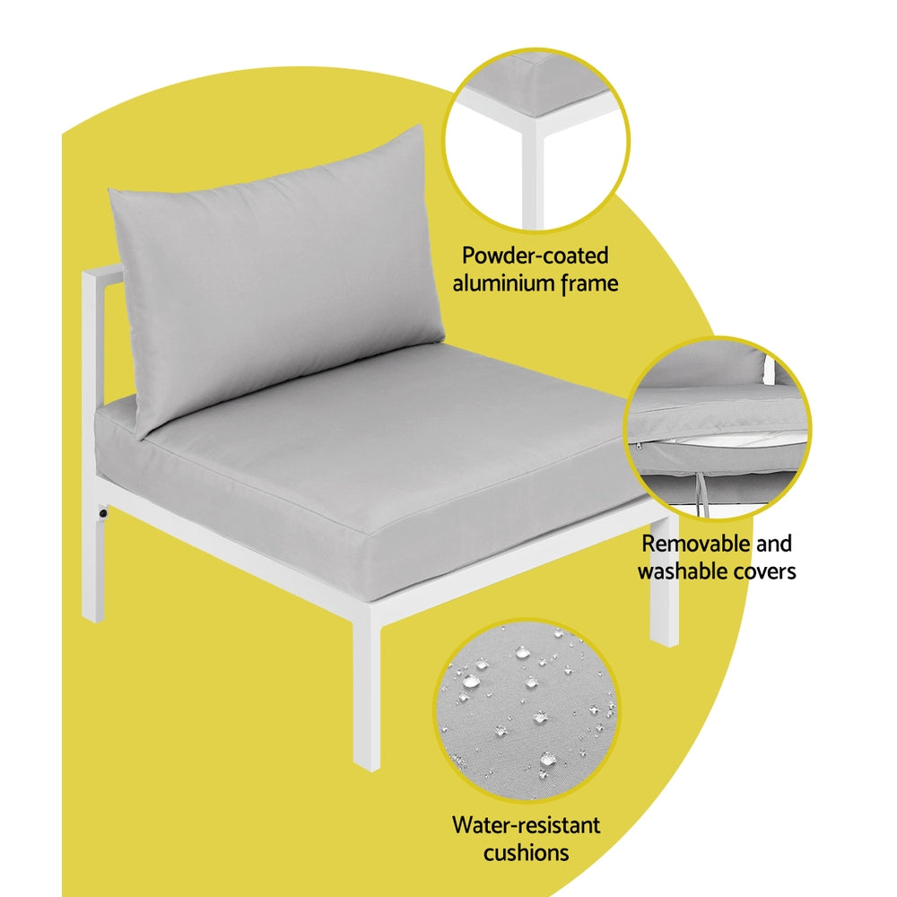 Gardeon 4 Seater Outdoor Sofa Set Aluminium Lounge Setting-Outdoor Sofa Sets-PEROZ Accessories