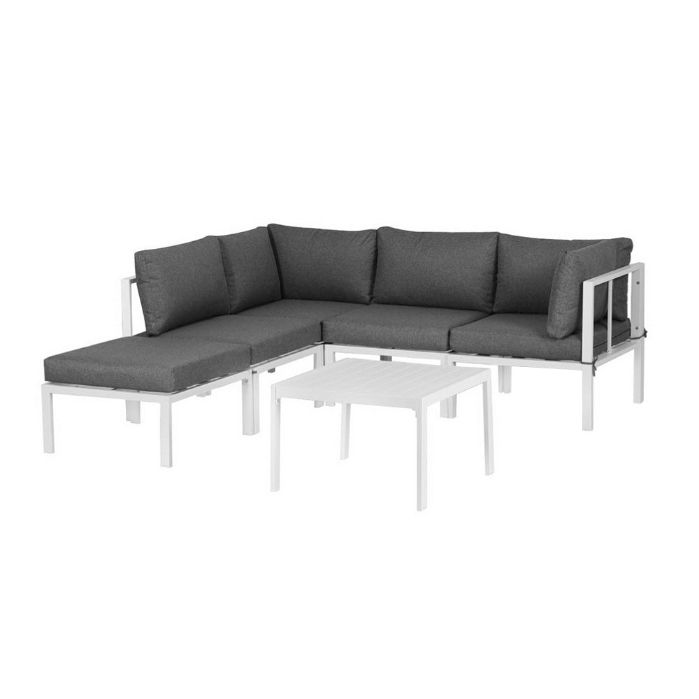 Gardeon 6PCS Outdoor Sofa Set Aluminium Table and Chairs Lounge Patio Furniture-Furniture &gt; Outdoor &gt; Outdoor Sofas &amp; Lounge Sets-PEROZ Accessories