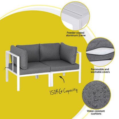 Gardeon 6PCS Outdoor Sofa Set Aluminium Table and Chairs Lounge Patio Furniture-Furniture &gt; Outdoor &gt; Outdoor Sofas &amp; Lounge Sets-PEROZ Accessories