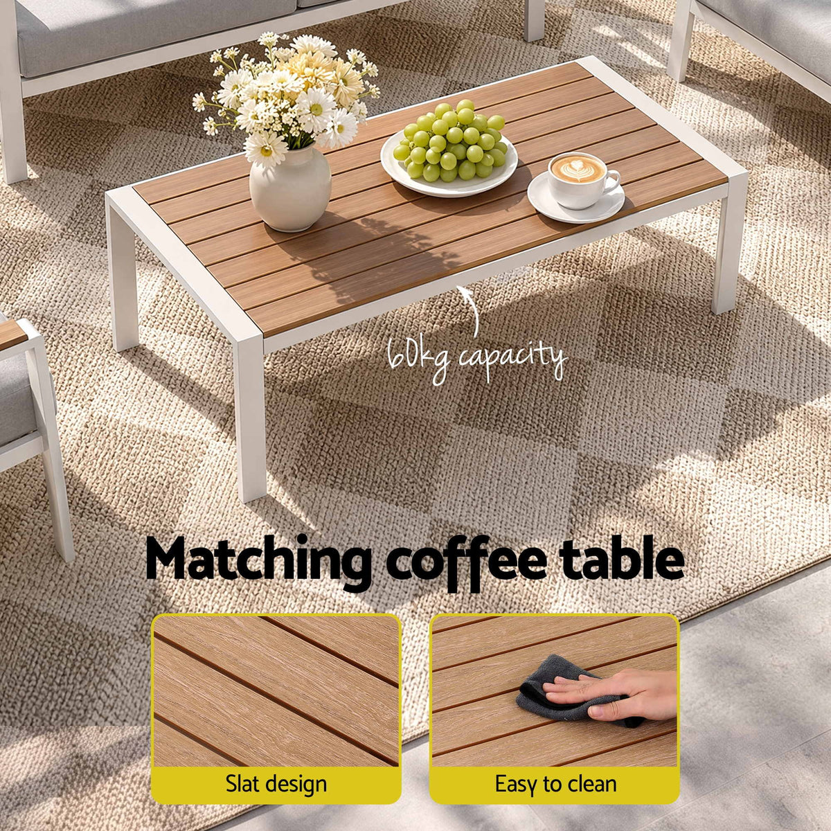 Gardeon 4-Piece Outdoor Sofa Set Aluminum Frame table and Chairs White-Furniture > Outdoor > Outdoor Sofas &amp; Lounge Sets-PEROZ Accessories