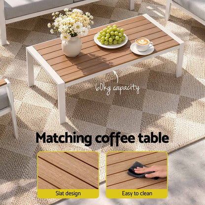 Gardeon 4-Piece Outdoor Sofa Set Aluminum Frame table and Chairs White-Furniture > Outdoor > Outdoor Sofas &amp; Lounge Sets-PEROZ Accessories