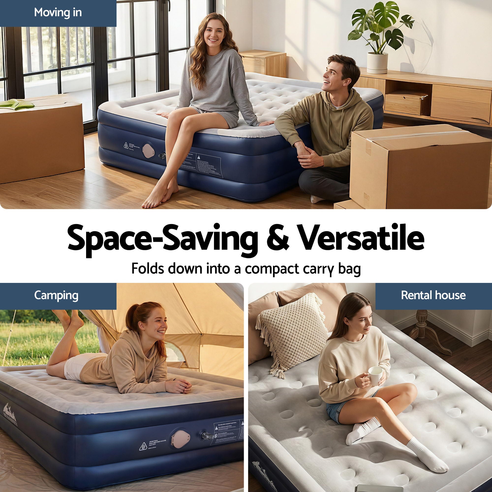 Weisshorn Air Mattress Queen Inflatable Bed 46cm Air bed Cube-Outdoor Recreation > Camping > Inflatable Mattresses-PEROZ Accessories