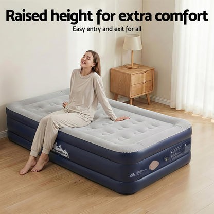 Weisshorn Air Mattress Single Inflatable Bed 46cm Air bed Cube-Outdoor Recreation > Camping > Inflatable Mattresses-PEROZ Accessories