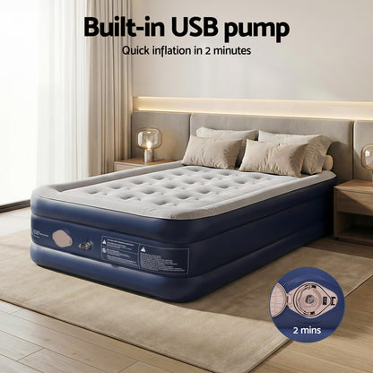 Weisshorn Air Mattress Single Inflatable Bed 46cm Air bed Cube-Outdoor Recreation > Camping > Inflatable Mattresses-PEROZ Accessories