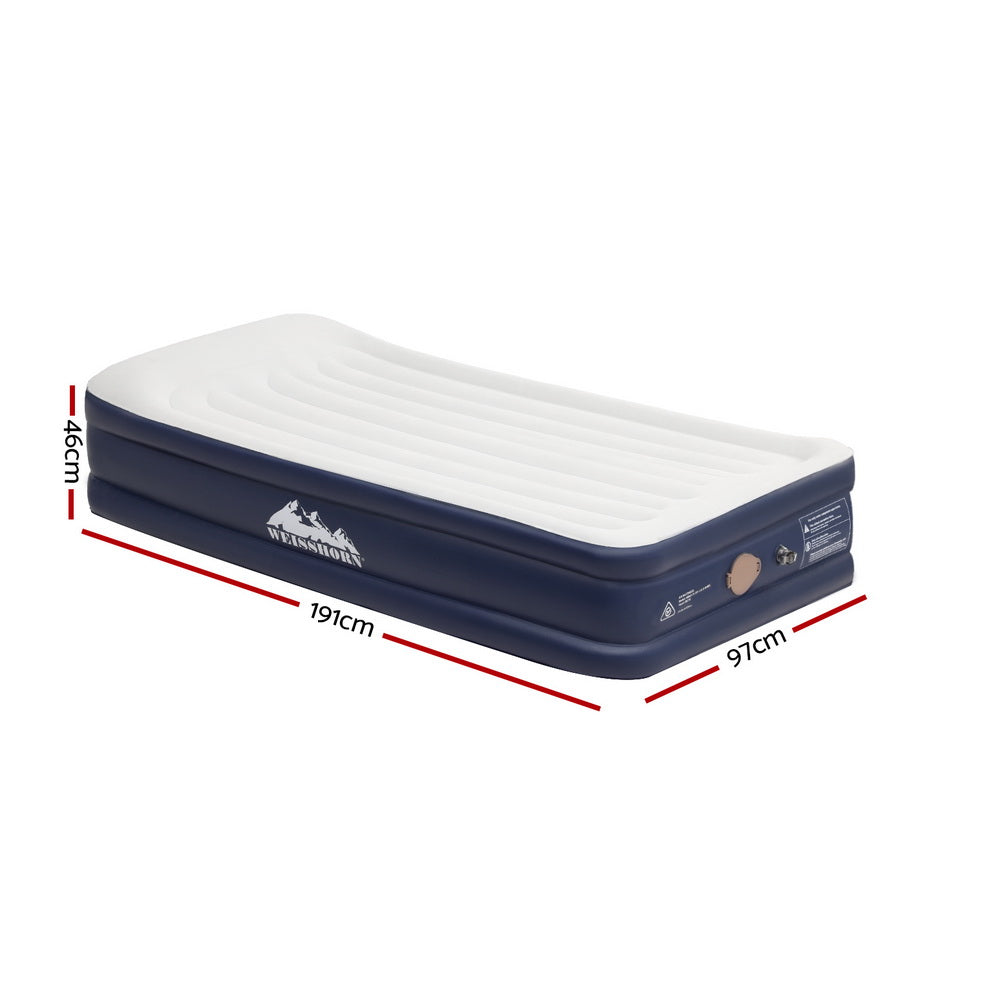 Weisshorn Air Mattress Single Inflatable Bed 46cm Air bed Grey-Outdoor Recreation &gt; Camping &gt; Inflatable Mattresses-PEROZ Accessories