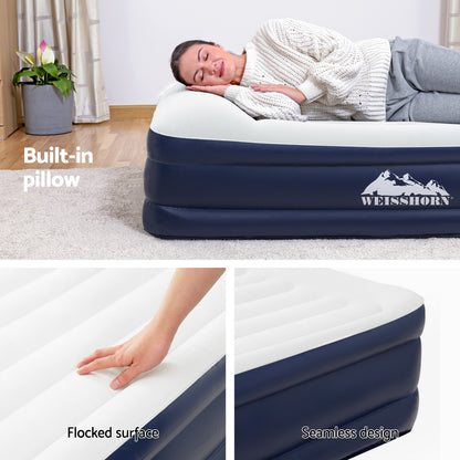 Weisshorn Air Mattress Single Inflatable Bed 46cm Air bed Grey-Outdoor Recreation &gt; Camping &gt; Inflatable Mattresses-PEROZ Accessories