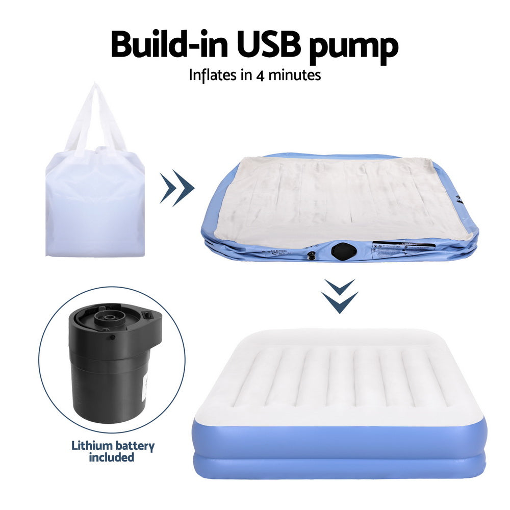 Weisshorn Air Mattress Queen Inflatable Bed 41cm Air bed-Outdoor Recreation &gt; Camping &gt; Inflatable Mattresses-PEROZ Accessories