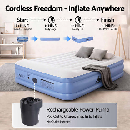 Weisshorn Queen Air Mattress with Rechargeable Cordless Pump 46cm-Outdoor Recreation > Camping > Inflatable Mattresses-PEROZ Accessories