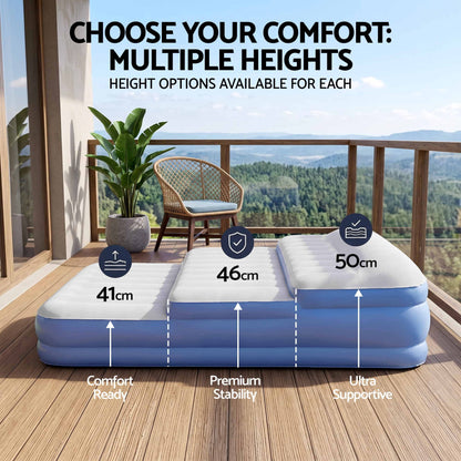Weisshorn Queen Air Mattress with Rechargeable Cordless Pump 50cm-Outdoor Recreation > Camping > Inflatable Mattresses-PEROZ Accessories